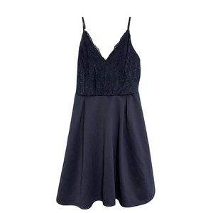 Navy Blue Lace Top Dress